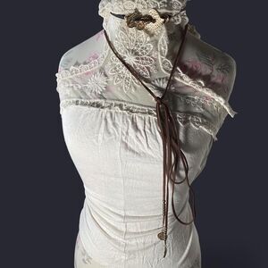 Vintage Women's White Lace Halter Tank Top